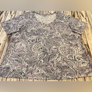 Lane Bryant Soft Paisley Lavender Indigo White Tee Shirt Women’s Plus 3X 22/24